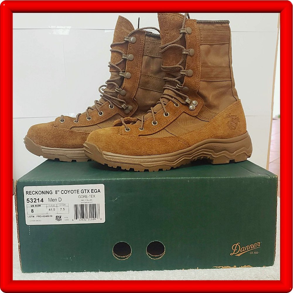 DANNER RECKONING 8" COYOTE GTX EGA #53214 BOOTS - MENS D - US SIZE 8